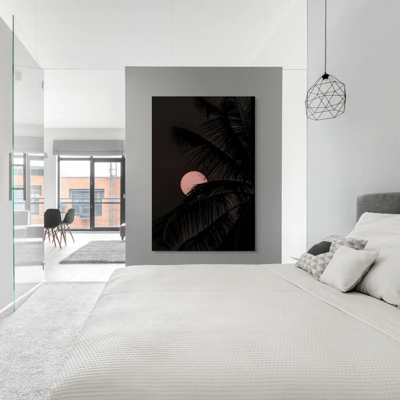 Tablou Canvas, "Luna mângâiată de frunze în noapte", 100 x 150 cm – poza 5