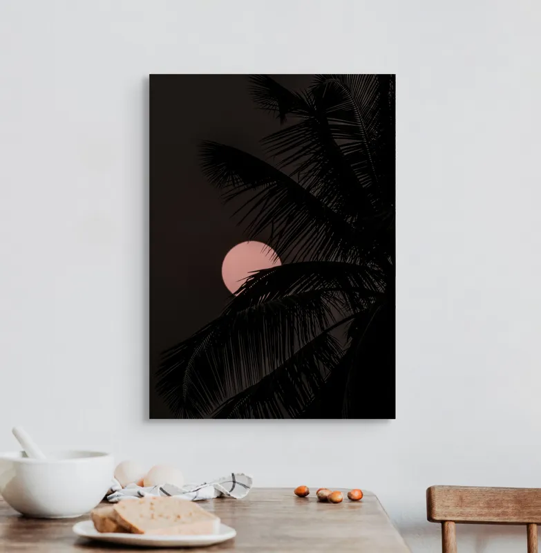 Tablou Canvas, "Luna mângâiată de frunze în noapte", 50 x 70 cm – poza 3