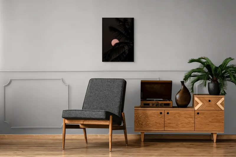 Tablou Canvas, "Luna mângâiată de frunze în noapte", 50 x 70 cm – poza 8