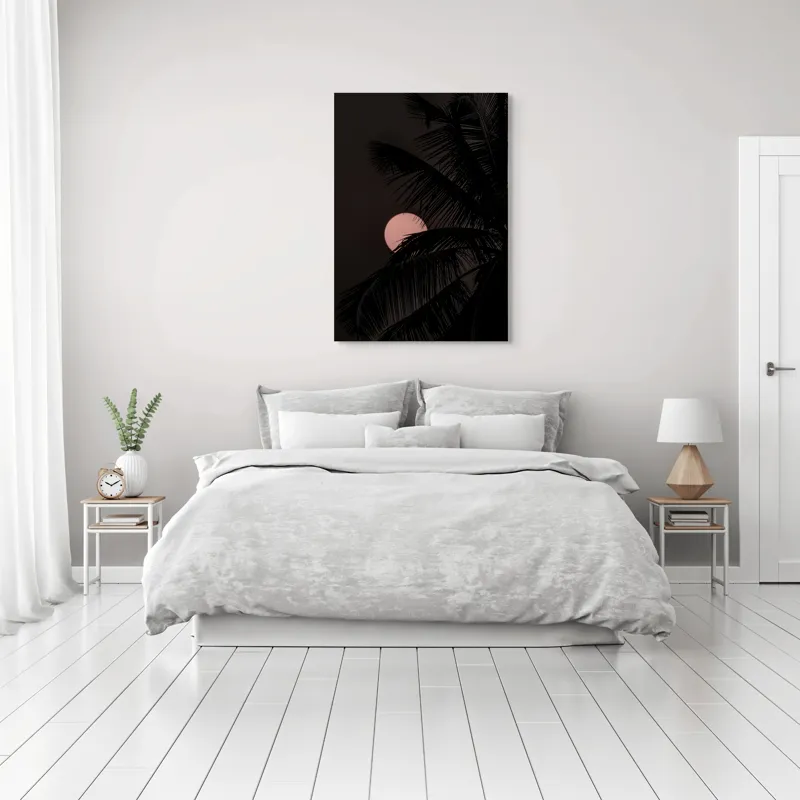 Tablou Canvas, "Luna mângâiată de frunze în noapte", 70 x 100 cm – poza 3