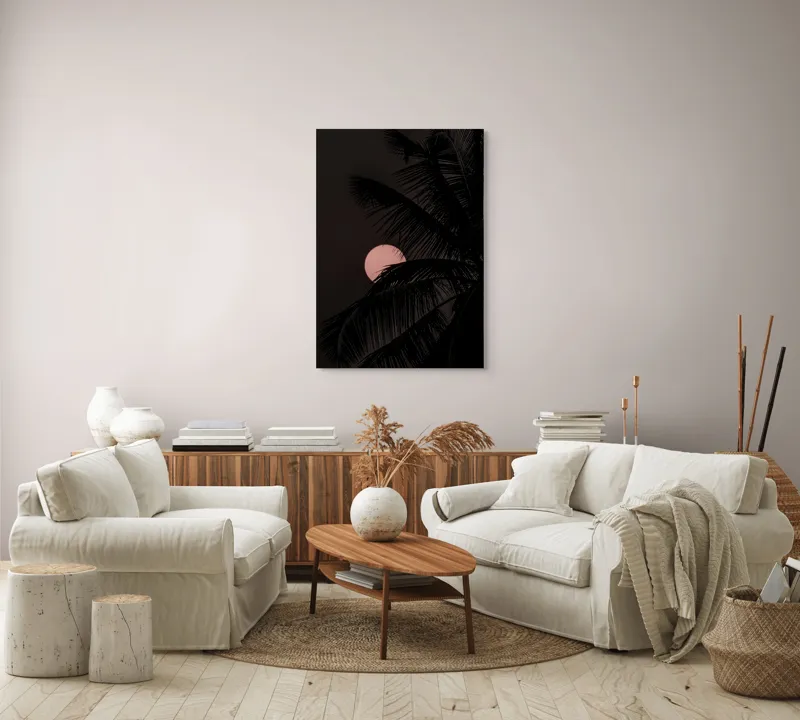 Tablou Canvas, "Luna mângâiată de frunze în noapte", 70 x 100 cm – poza 4