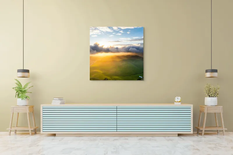 Tablou Canvas Răsăritul viselor peste coline verzi, 100 x 100 cm – poza 5