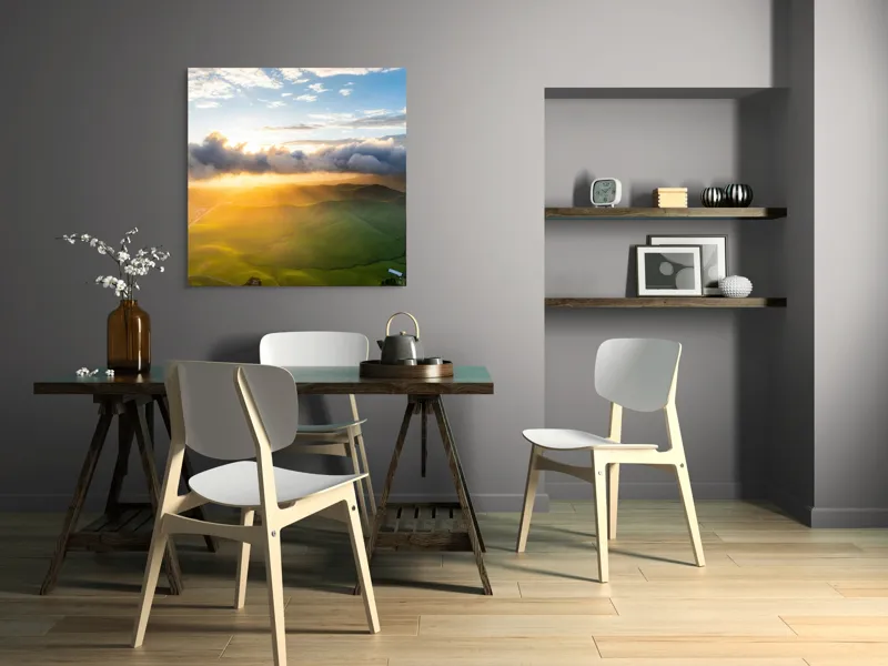 Tablou Canvas Răsăritul viselor peste coline verzi, 100 x 100 cm – poza 6
