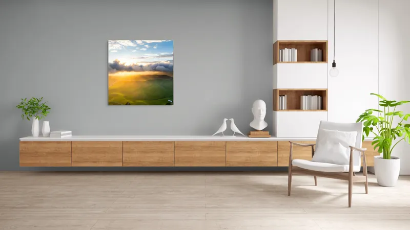 Tablou Canvas Răsăritul viselor peste coline verzi, 100 x 100 cm – poza 8