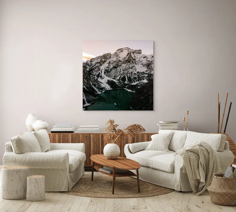 Tablou Canvas, "Trezirea naturii sub mantia iernii", 100 x 100 cm – poza 3