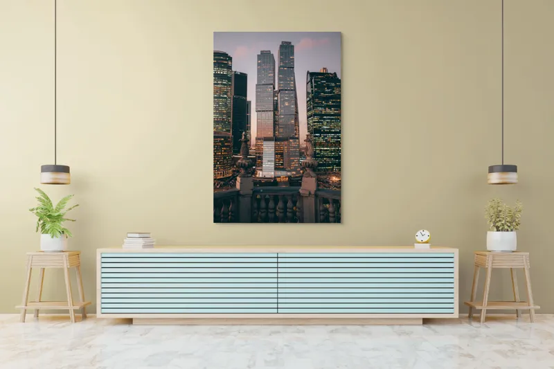 Tablou Canvas Turnuri de sticlă în amurg urban, peisaj oraș, 100 x 150 cm – poza 4