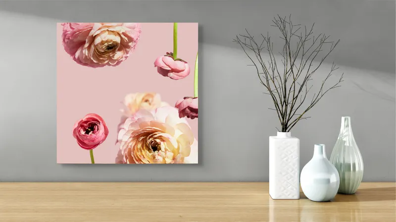 Tablou Canvas, "Splendoarea florilor de ranunculus pastelat", 50 x 50 cm – poza 3