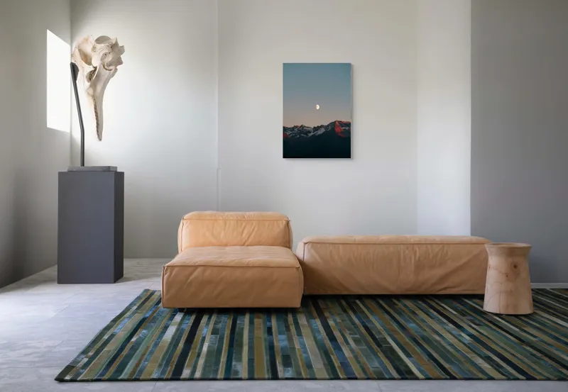 Tablou Canvas, "Luna peste munții înzăpeziți la apus", Lună, Munți, Cer, Amurg, Contrast, Umbre, Lumină, Vârfuri, Răcoare, Natură, 50 x 70 cm – poza 7
