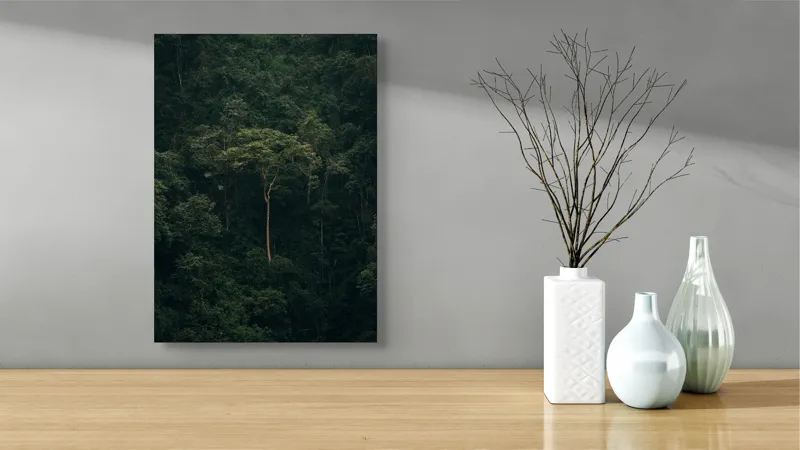Tablou Canvas, "În mijlocul pădurii tainice", Mystery, Solitude, Nature, Majesty, Verdant, Isolation, Lushness, 39 x 54 cm – poza 4
