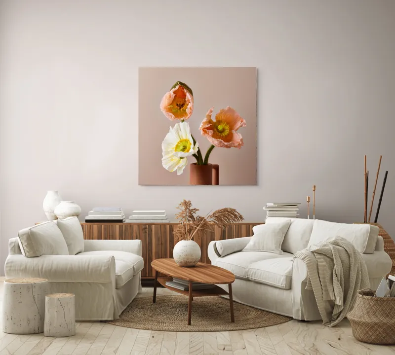 Tablou Canvas floral cu tema răsărit delicat, 100 x 100 cm – poza 3
