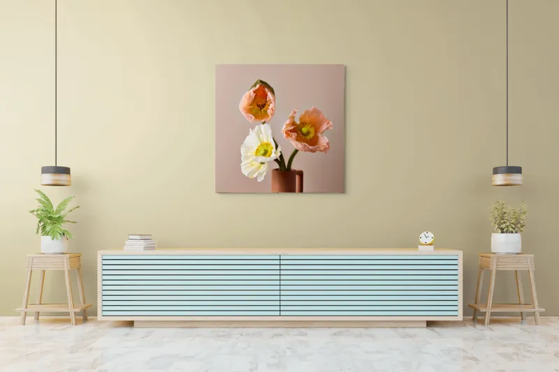 Tablou Canvas floral cu tema răsărit delicat, 100 x 100 cm – poza 5