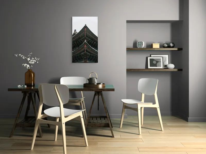 Tablou Canvas, "Arhitectură Ancestrală Sub Fulgi Albi", 50 x 90 cm – poza 4