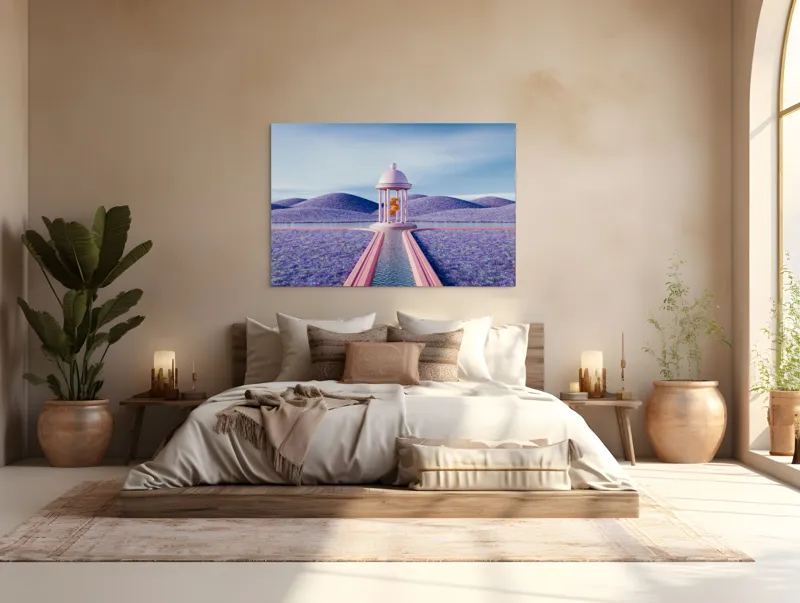 Tablou Canvas Templul Viselor în Floare pe Fundal de Floare, 150 x 100 cm – poza 4