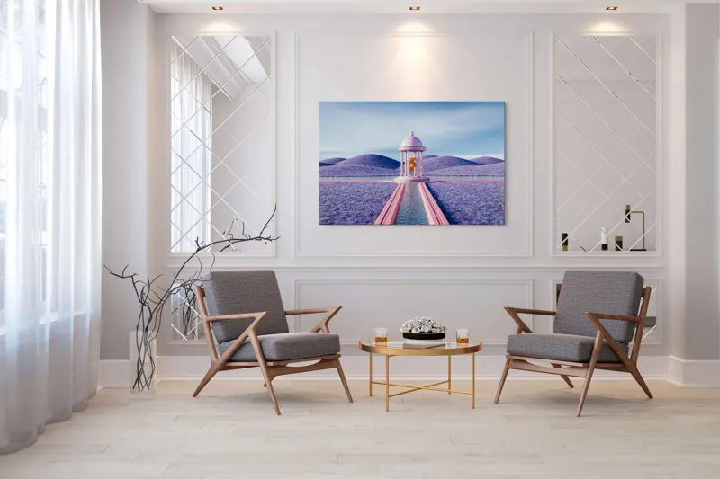 Tablou Canvas Templul Viselor în Floare pe Fundal de Floare, 150 x 100 cm – poza 7