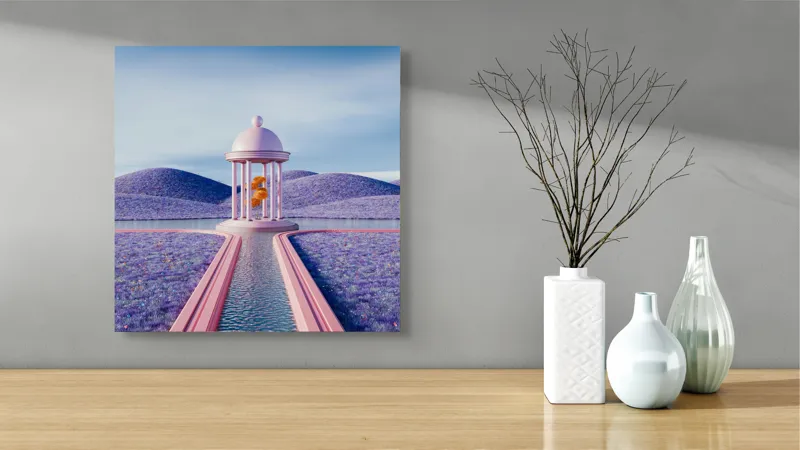 Tablou Canvas Templul Viselor în Floare pe Fundal de Floare, 50 x 50 cm – poza 3