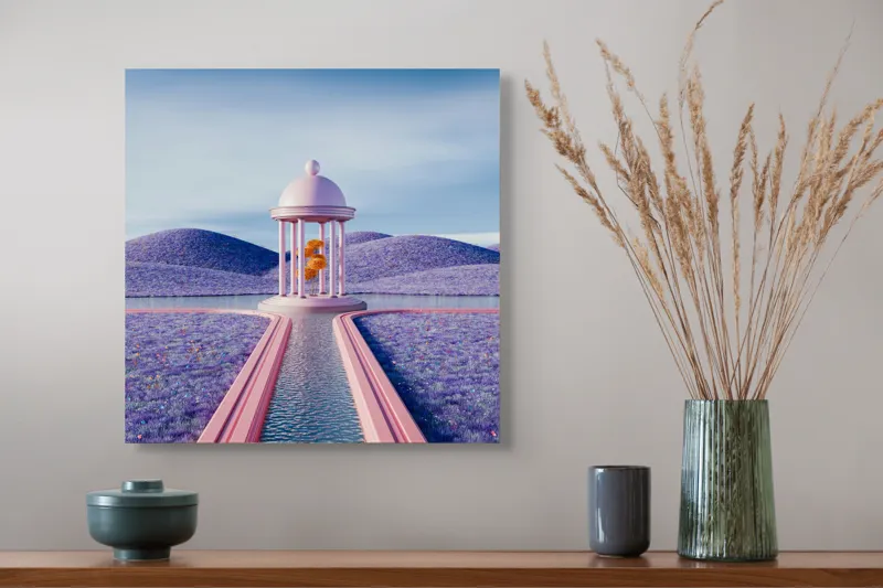Tablou Canvas Templul Viselor în Floare pe Fundal de Floare, 50 x 50 cm – poza 4