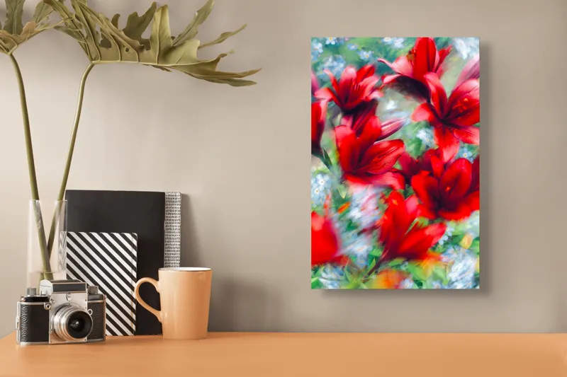 Tablou Canvas, "Armonia dansului floral vibrant", 26 x 39 cm – poza 3