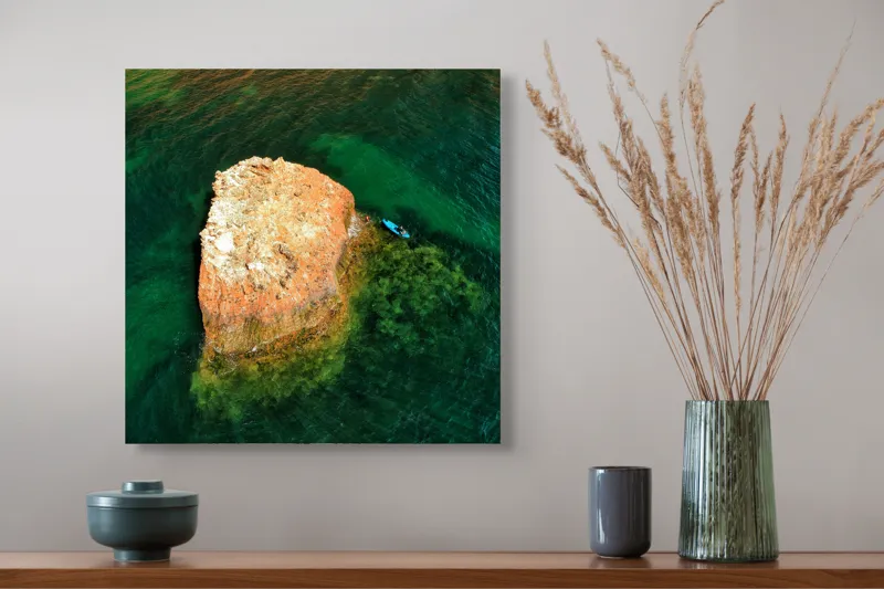 Tablou Canvas, "Insula Arămie în Marea de Smarald", 50 x 50 cm – poza 4