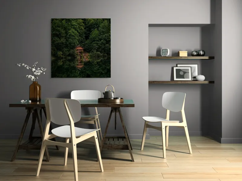 Tablou Canvas, "Căsuța ascunsă între umbrele verzi", 100 x 100 cm – poza 6