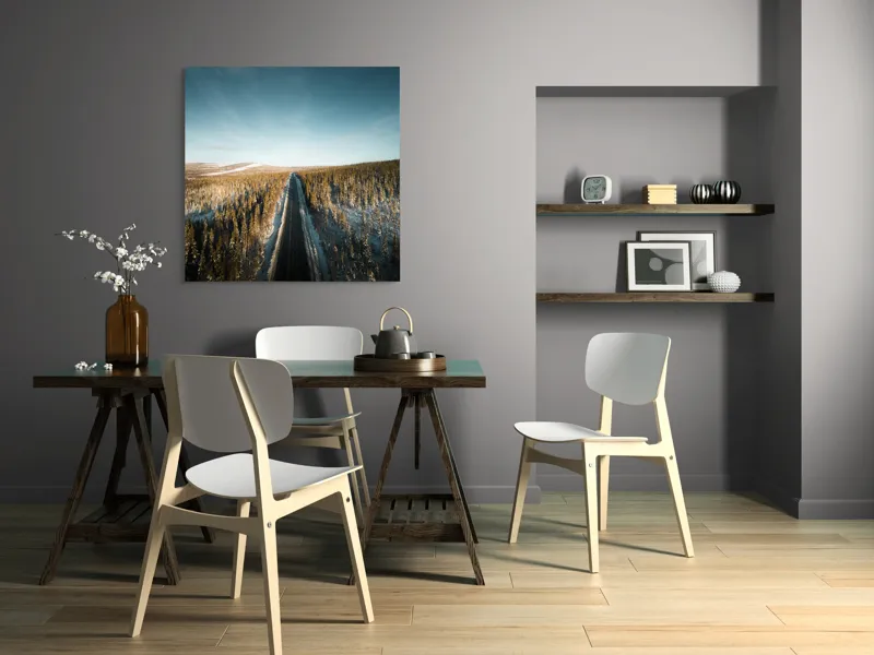 Tablou Canvas, "Drumul spre orizontul înghețat al iernii", 100 x 100 cm – poza 6
