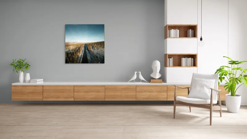 Tablou Canvas, "Drumul spre orizontul înghețat al iernii", 100 x 100 cm – poza 8