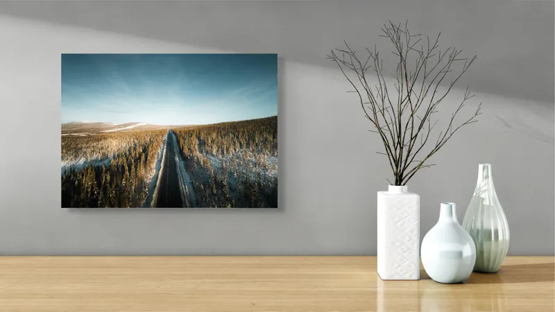 Tablou Canvas, "Drumul spre orizontul înghețat al iernii", 54 x 39 cm – poza 3