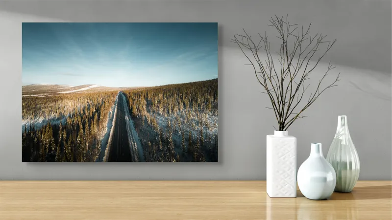Tablou Canvas, "Drumul spre orizontul înghețat al iernii", 70 x 50 cm – poza 3