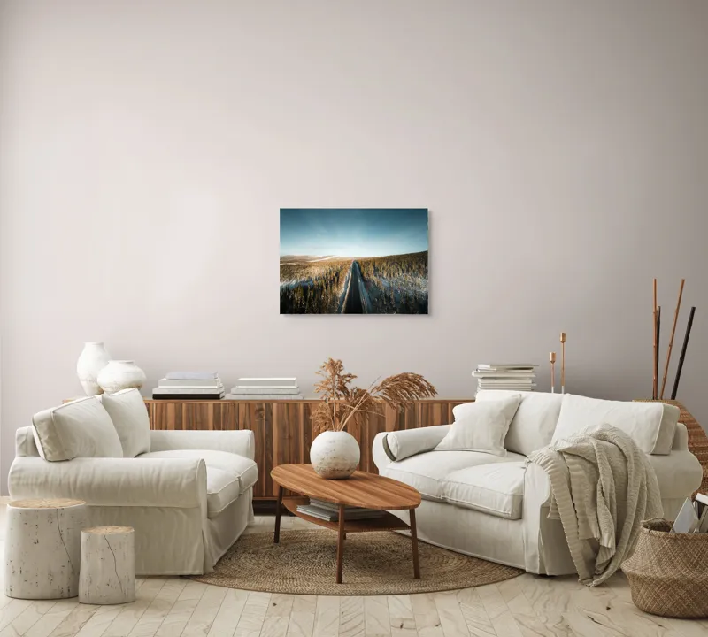 Tablou Canvas, "Drumul spre orizontul înghețat al iernii", 70 x 50 cm – poza 6