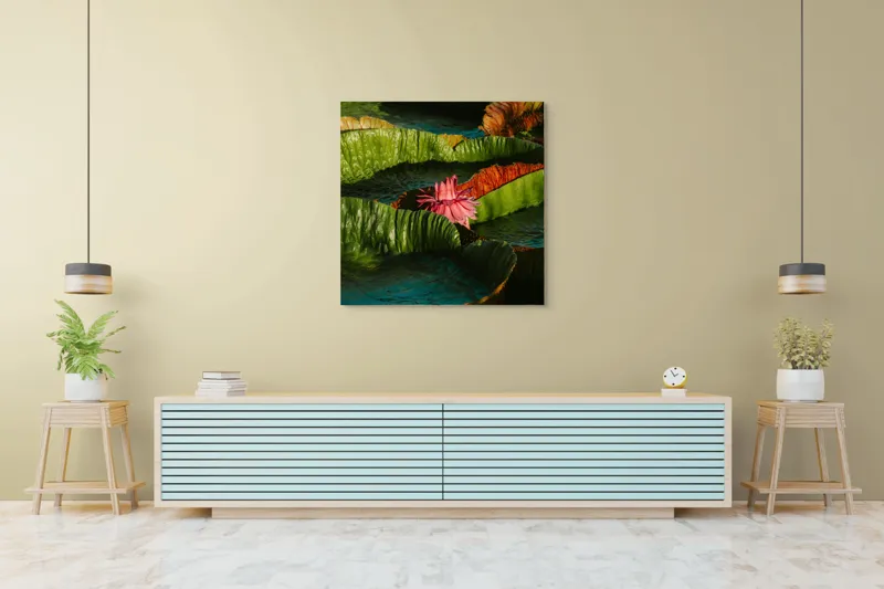 Tablou Canvas Floral cu Flori din Inima Apei, 100 x 100 cm – poza 5