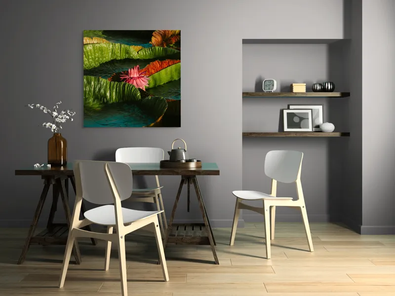 Tablou Canvas Floral cu Flori din Inima Apei, 100 x 100 cm – poza 6