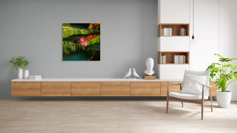 Tablou Canvas Floral cu Flori din Inima Apei, 100 x 100 cm – poza 8