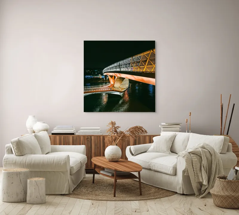 Tablou Canvas Podul luminilor în noapte senină, 100 x 100 cm – poza 3