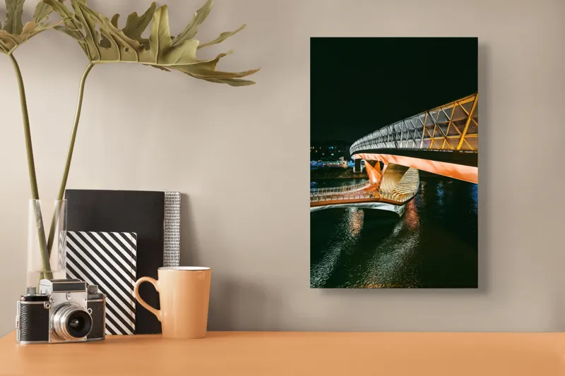 Tablou Canvas Podul luminilor în noapte senină, 26 x 39 cm – poza 3