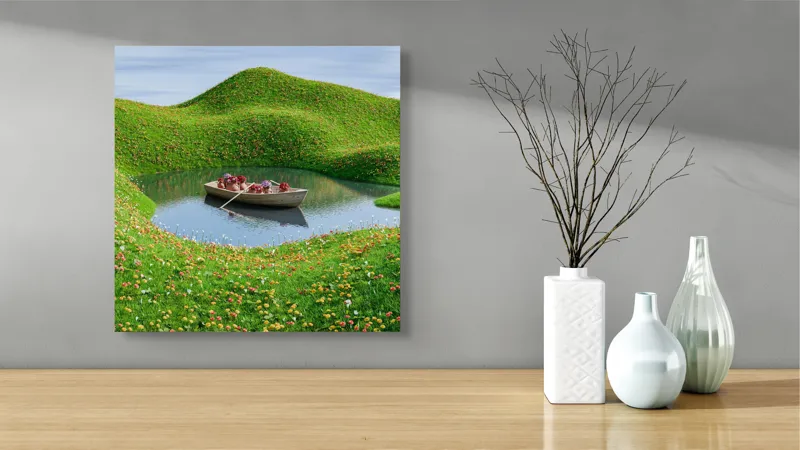 Tablou Canvas, "Plimbare în inima dealurilor verzi", 50 x 50 cm – poza 3