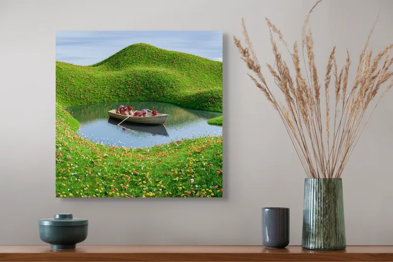 Tablou Canvas, "Plimbare în inima dealurilor verzi", 50 x 50 cm – poza 4