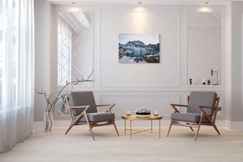 Tablou Canvas, "Lacul înghețat sub cerul albstru", 100 x 70 cm – poza 5