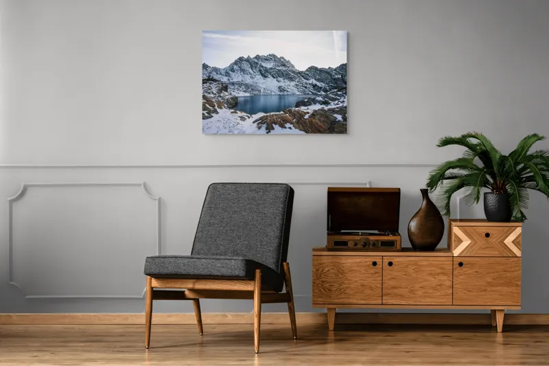 Tablou Canvas, "Lacul înghețat sub cerul albstru", 100 x 70 cm – poza 8