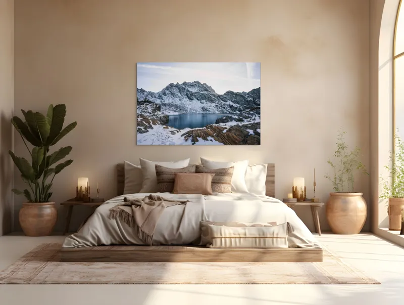 Tablou Canvas, "Lacul înghețat sub cerul albstru", 150 x 100 cm – poza 4
