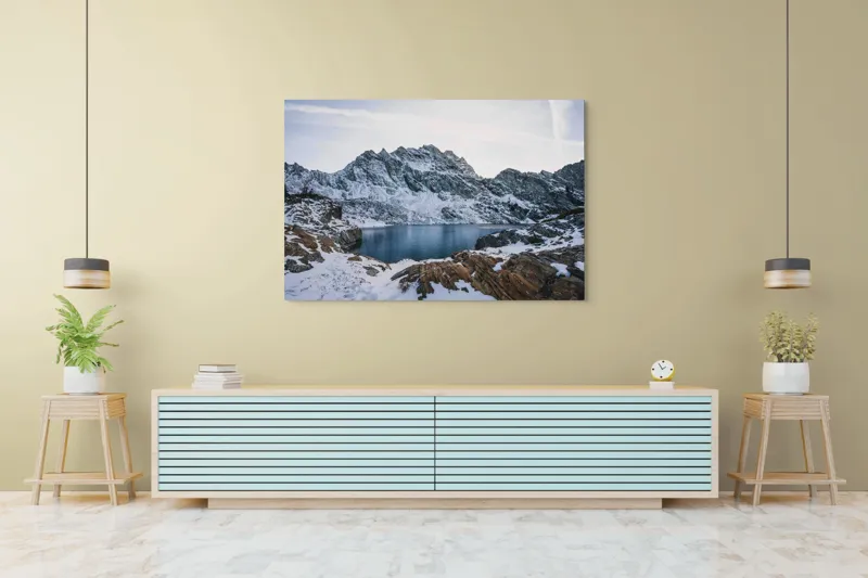 Tablou Canvas, "Lacul înghețat sub cerul albstru", 150 x 100 cm – poza 6