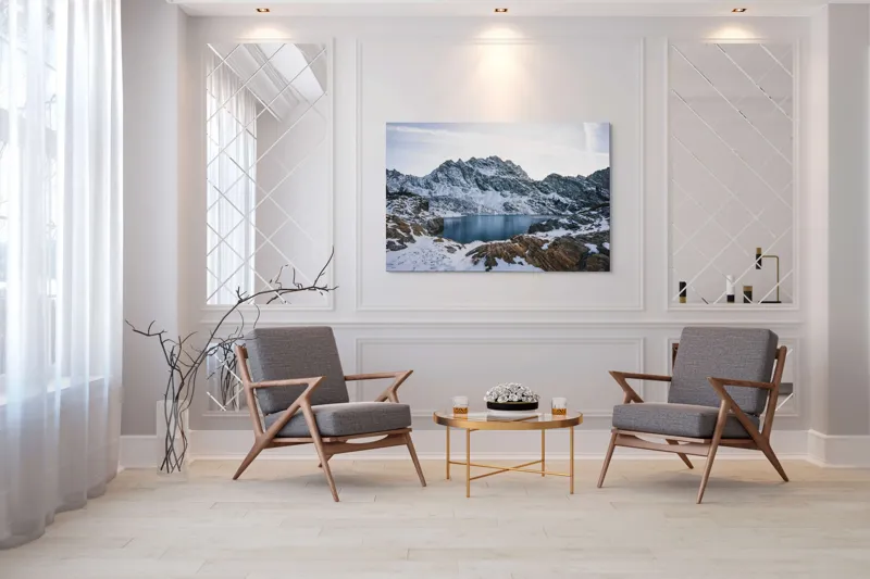 Tablou Canvas, "Lacul înghețat sub cerul albstru", 150 x 100 cm – poza 7