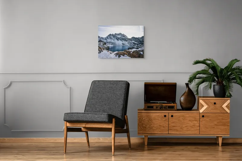 Tablou Canvas, "Lacul înghețat sub cerul albstru", 70 x 50 cm – poza 4