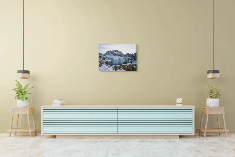 Tablou Canvas, "Lacul înghețat sub cerul albstru", 70 x 50 cm – poza 7