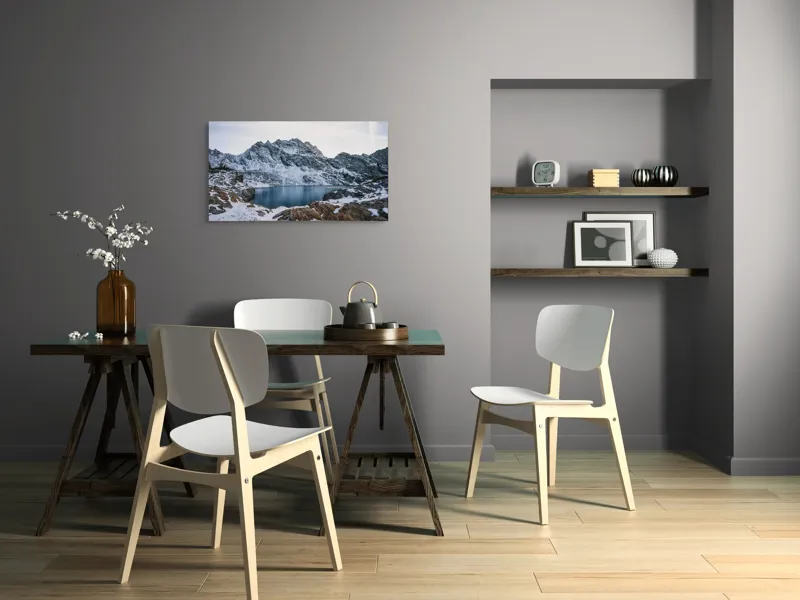 Tablou Canvas, "Lacul înghețat sub cerul albstru", 90 x 50 cm – poza 3