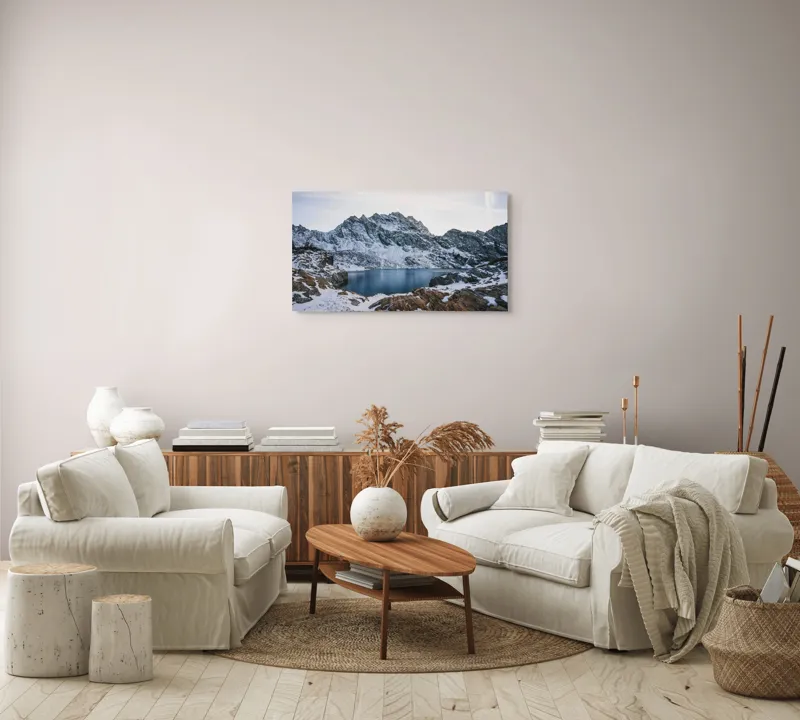 Tablou Canvas, "Lacul înghețat sub cerul albstru", 90 x 50 cm – poza 4