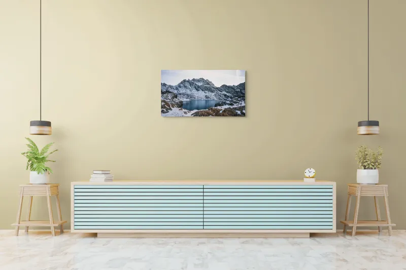 Tablou Canvas, "Lacul înghețat sub cerul albstru", 90 x 50 cm – poza 5