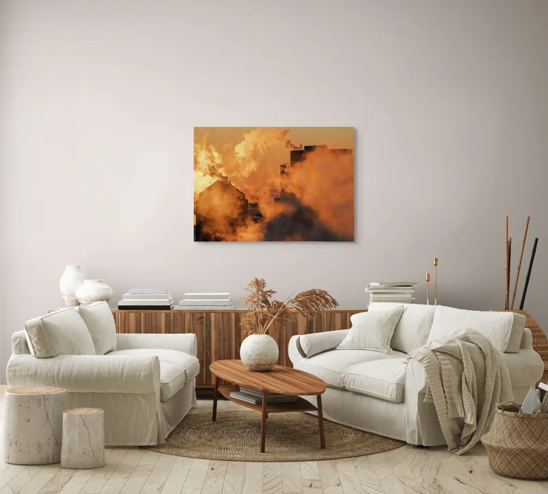 Tablou Canvas, "Zorii unui oraș sufocant în fum", 100 x 70 cm – poza 3