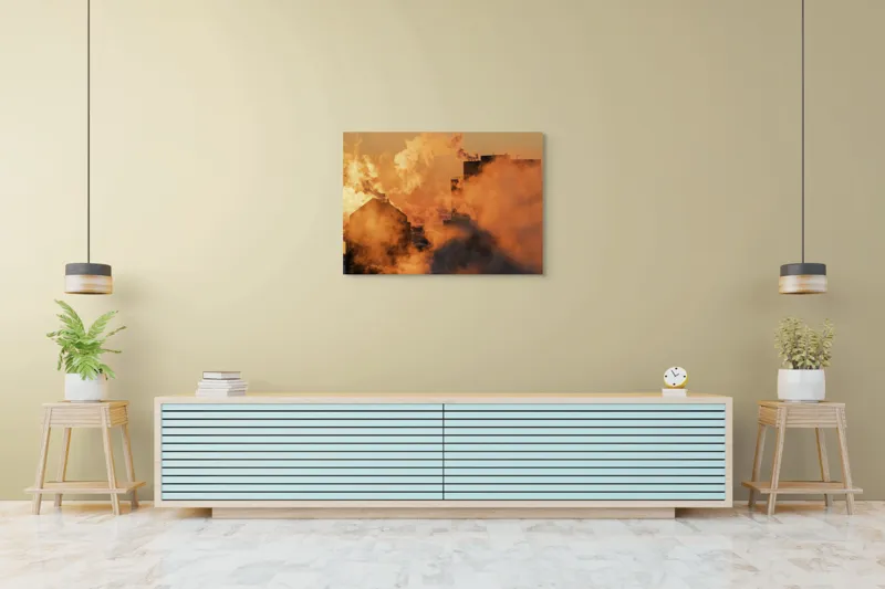 Tablou Canvas, "Zorii unui oraș sufocant în fum", 100 x 70 cm – poza 4