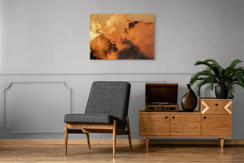 Tablou Canvas, "Zorii unui oraș sufocant în fum", 100 x 70 cm – poza 8