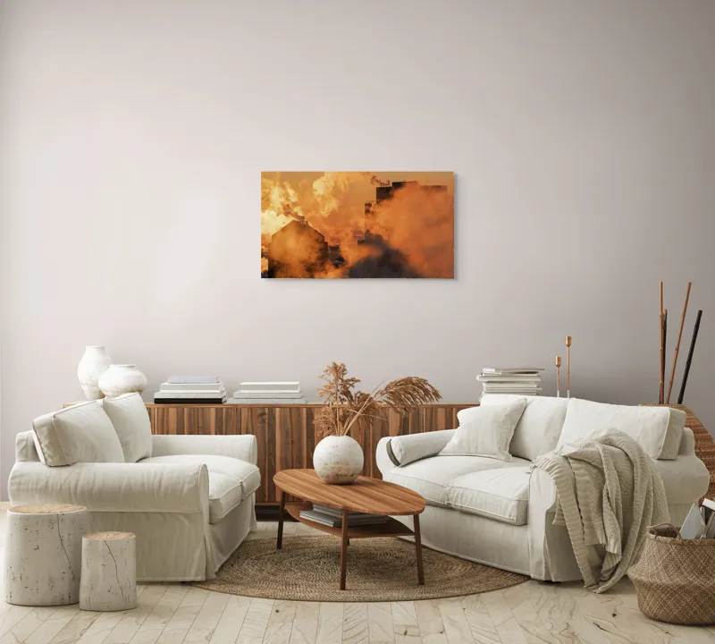 Tablou Canvas, "Zorii unui oraș sufocant în fum", 90 x 50 cm – poza 4