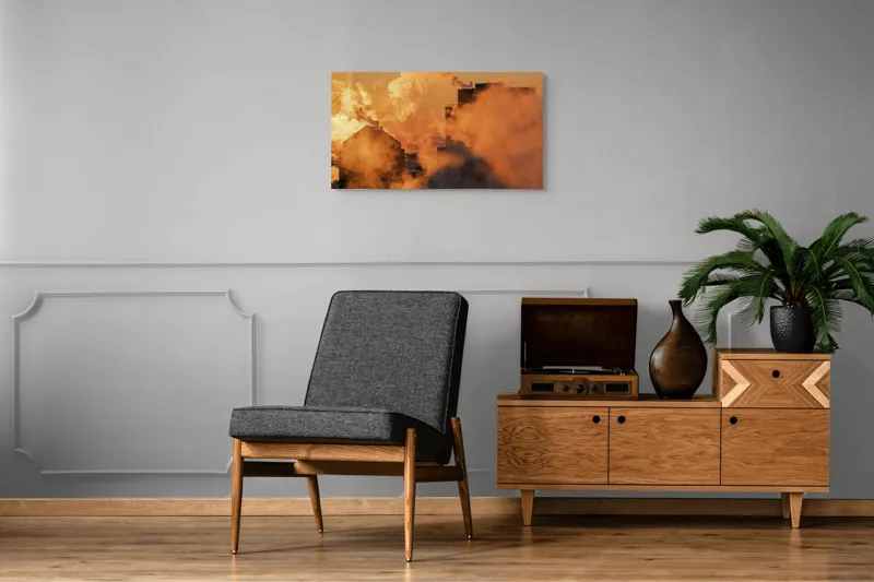 Tablou Canvas, "Zorii unui oraș sufocant în fum", 90 x 50 cm – poza 6